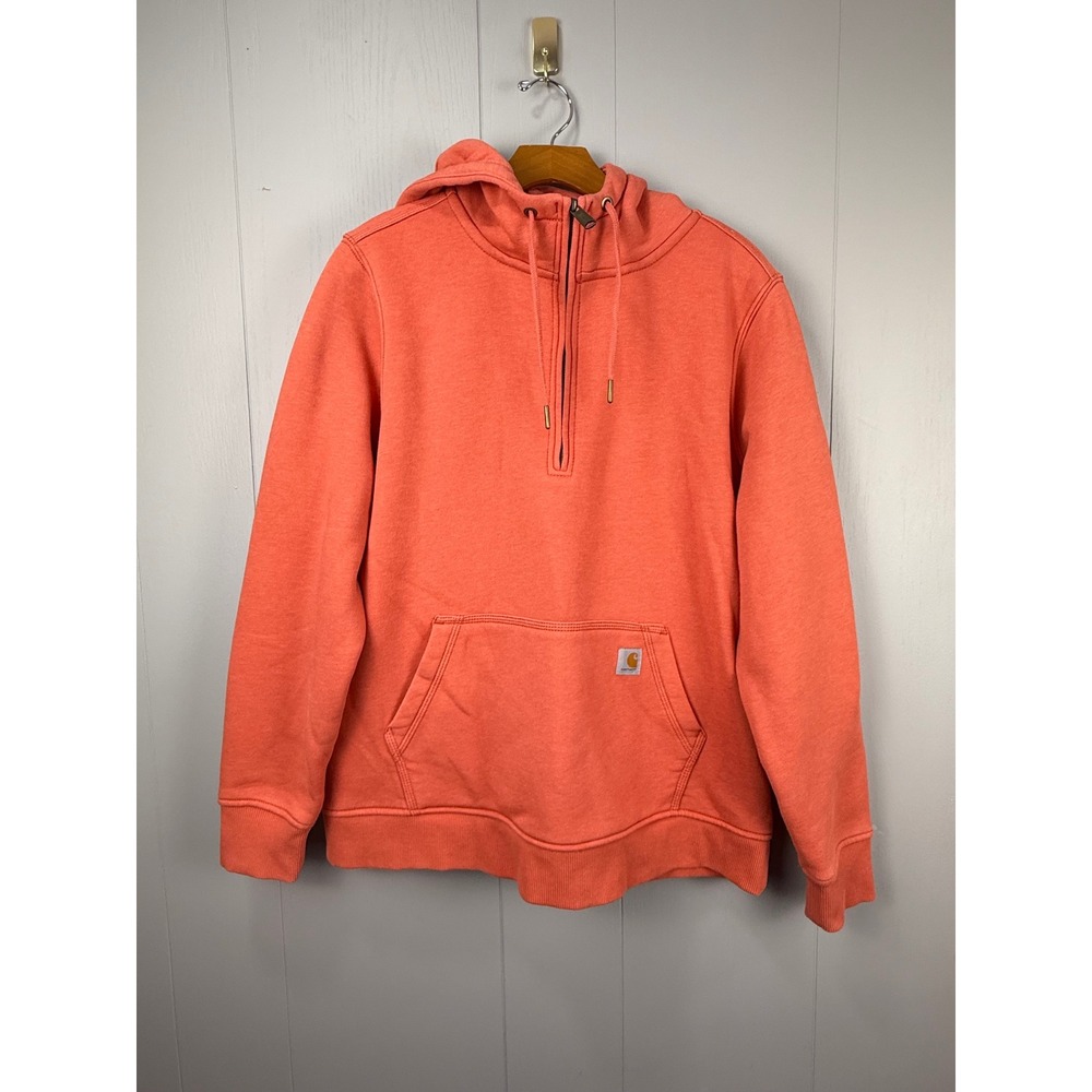 Carhartt Kids XL 16/18 Relaxed Fit Quarter Zip Hoodie Coral Orange